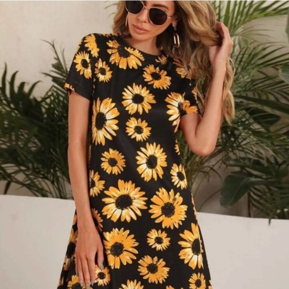 SHEIN Sunflower printed tunic dress Size Small - Picture 10 of 11